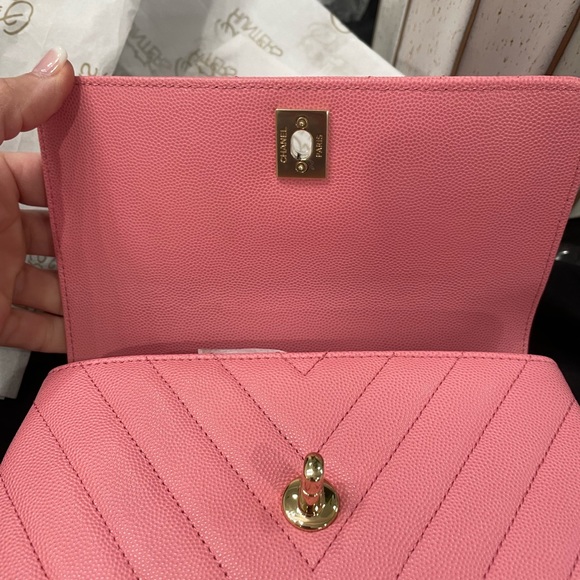 100% SOLD 20P CHANEL coco small top handle caviar GHW Barbie pink - Picture 10 of 12